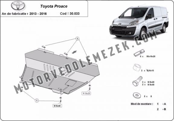 Acél motor, kapcsolószekrény, hütő védőlemez Toyota Proace
