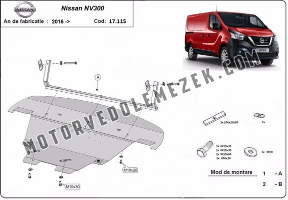 Acél motor, sebbeségváltó, hütő, első lökhárító védőlemez Nissan NV300