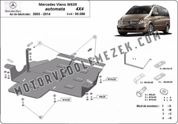 Acél kapcsolószekrény, osztómű védőlemez Mercedes Viano