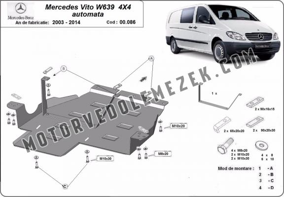 Acél kapcsolószekrény, osztómű védőlemez Mercedes Vito