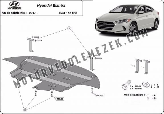 Acél motor, sebbeségváltó, hütő, első lökhárító védőlemez  Hyundai Elantra