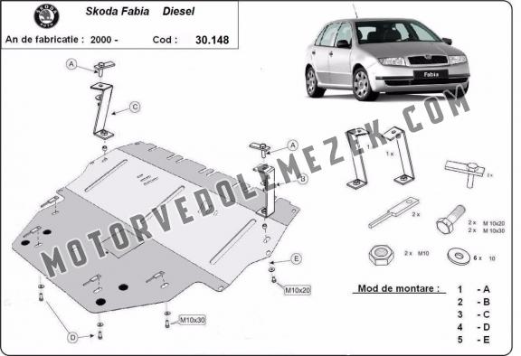 Acél motor, kapcsolószekrény, hütő védőlemez Skoda Fabia