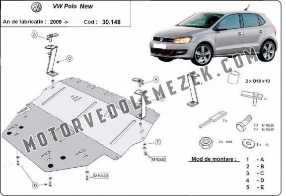 Acél motor, kapcsolószekrény, hütő védőlemez Vw Polo