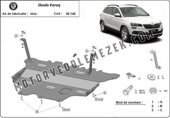 Acél motor, sebbeségváltó, hütő, első lökhárító védőlemez Skoda Karoq