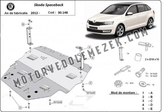 Acél motor, kapcsolószekrény, hütő védőlemez Skoda Spaceback