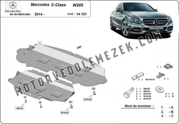 Acél motor, hütő védőlemez Mercedes C-Class W205
