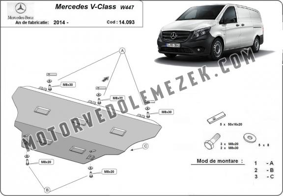 Acél motor, kapcsolószekrény, hütő védőlemez Mercedes V-Classe W447 4x2, 1.6 D