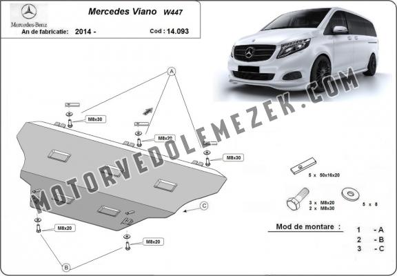 Acél motor, kapcsolószekrény, hütő védőlemez Mercedes Viano W447