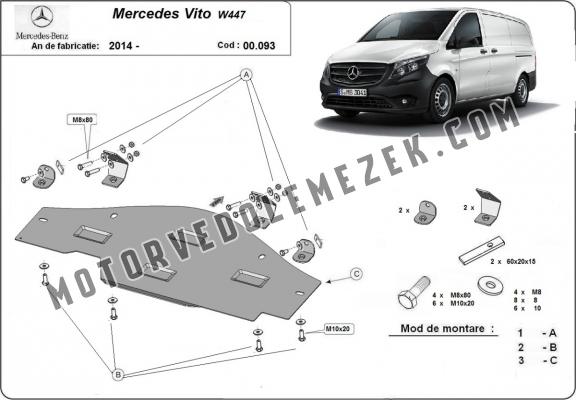 Acél EGR, STOP&GO rendszer védőlemez Mercedes Vito W447 4x2, 1.6 D