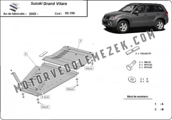 Acél kapcsolószekrény, osztómű védőlemez Suzuki Grand Vitara 2