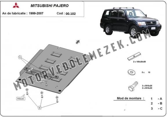 Acél kapcsolószekrény védőlemez Mitsubishi Pajero 3 (V60, V70)