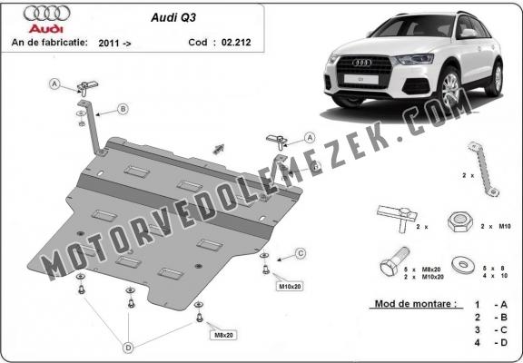Acél motor, kapcsolószekrény, hűtő védőlemez Audi Q3