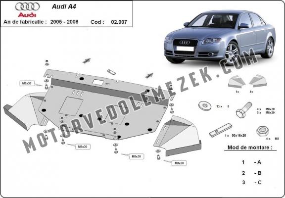 Acél motor, hütő védőlemez Audi A4 B7
