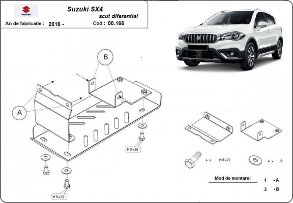 Acél hátsó differenciálmű védőlemez Suzuki SX4