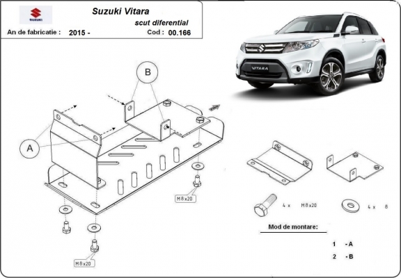 Acél hátsó differenciálmű védőlemez Suzuki Vitara