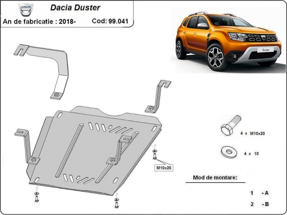 Acél üzemanyagtartály védőlemez Dacia Duster
