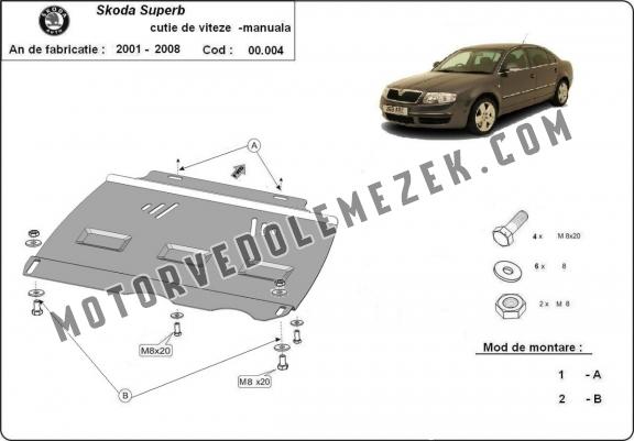 Acél kapcsolószekrény védőlemez Skoda Superb - manuelle
