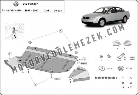 Acél motor, hütő védőlemez VW Passat B5
