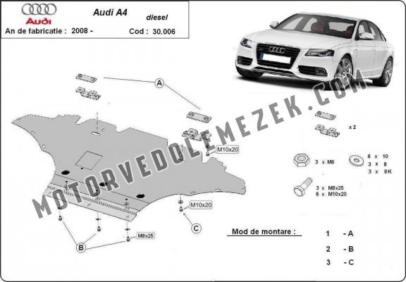 Acél motor, hütő védőlemez Audi A4 B8