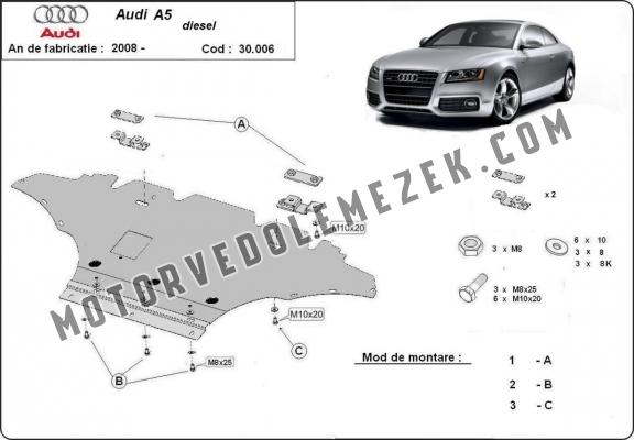 Acél motor, hütő védőlemez Audi A5