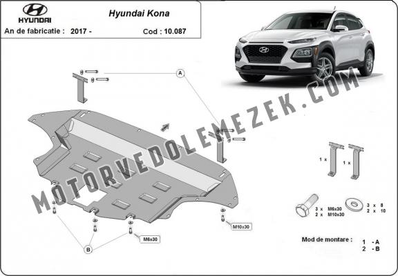 Acél motor, sebbeségváltó, hütő, első lökhárító védőlemez Hyundai Kona