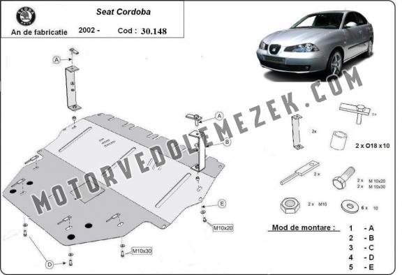 Acél motor, kapcsolószekrény, hütő védőlemez Seat Cordoba