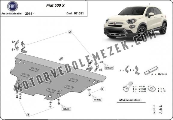 Acél motor, sebbeségváltó, hütő, első lökhárító védőlemez Fiat 500x