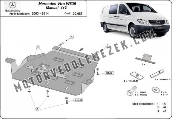 Acél kapcsolószekrény védőlemez Mercedes Vito
