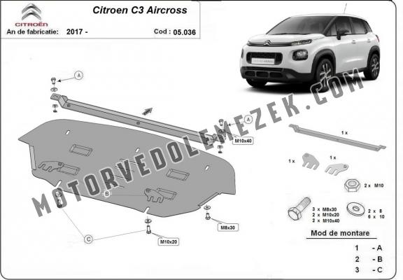 Acél motor, sebbeségváltó, hütő, első lökhárító védőlemez Citroen C3 Aircross