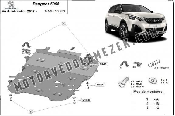 Acél motor, sebbeségváltó, hütő, első lökhárító védőlemez Peugeot 5008