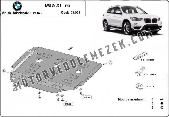 Acél motor, kapcsolószekrény, hűtő védőlemez BMW X1 F48
