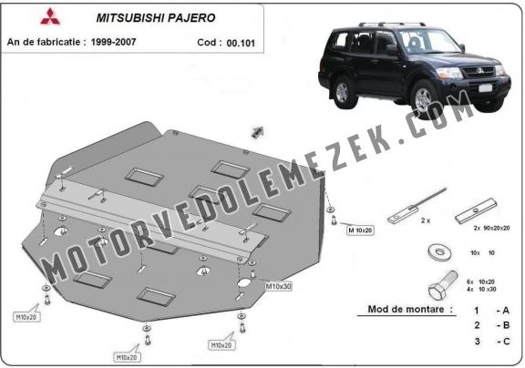 Acél kapcsolószekrény védőlemez Mitsubishi Pajero 3 (V60, V70) Vers 2.0