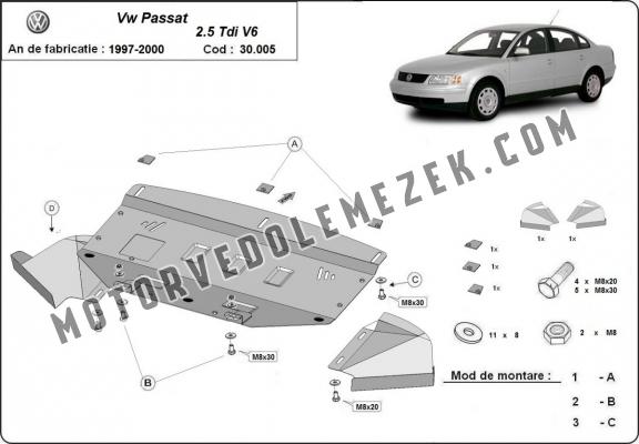 Acél motor, hütő védőlemez  VW Passat B5