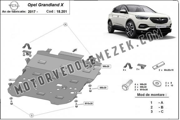 Steel skid plate for Opel Grandland X