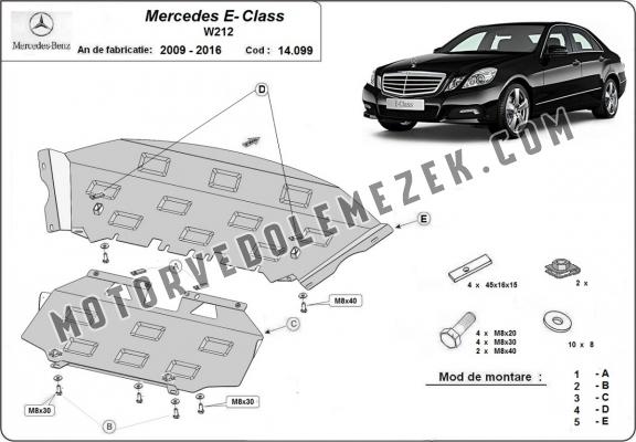 Acél motor, hütő védőlemez Mercedes E-Classe W212