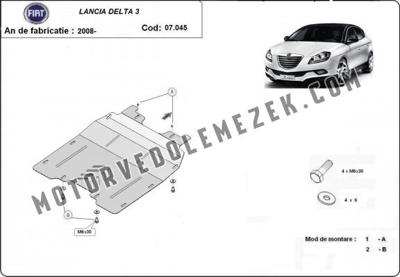 Acél motor, kapcsolószekrény védőlemez Lancia Delta 3