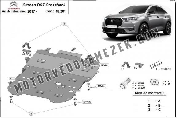 Acél motor, sebbeségváltó, hütő, első lökhárító védőlemez Citroen DS7 Crossback