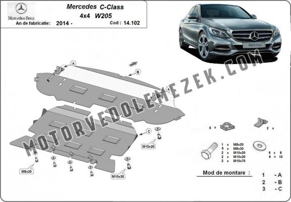 Acél motor, hütő védőlemez Mercedes C-Class W205 4x4