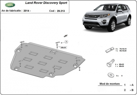 Acél motor, kapcsolószekrény védőlemez Land Rover Discovery Sport