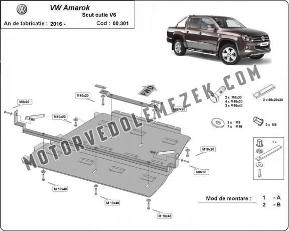 Acél kapcsolószekrény, differenciálmű védőlemez Volkswagen Amarok V6 automat