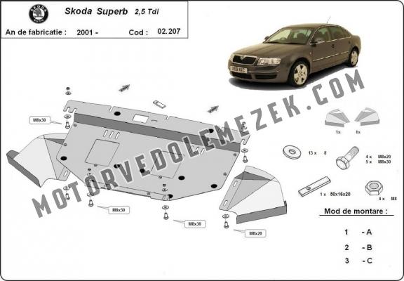 Acél motor, hütő védőlemez Skoda Superb