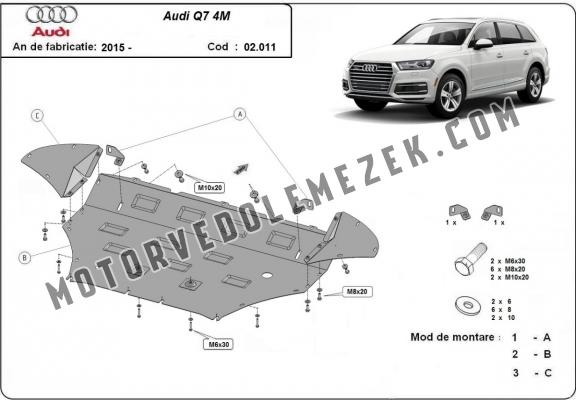 Acél motor, hütő védőlemez Audi Q7 