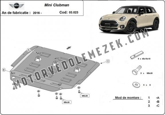 Acél motor, kapcsolószekrény, hütő védőlemez Mini Clubman