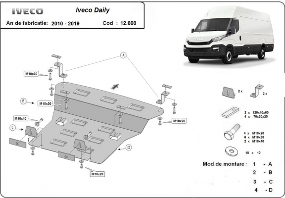 Acél motor, hűtő védőlemez Iveco Daily