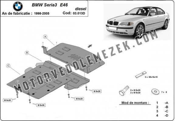 Acél motor, hütő védőlemez BMW Seria 3 E46
