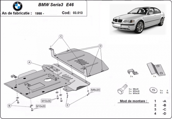 Acél motorvédőlemez BMW Seria 3 E46