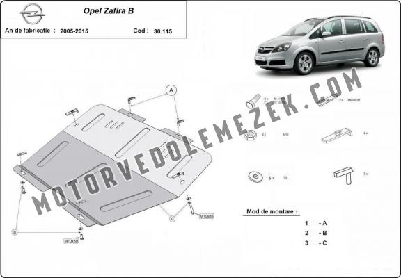 Acél motor, kapcsolószekrény, hütő védőlemez Opel Zafira