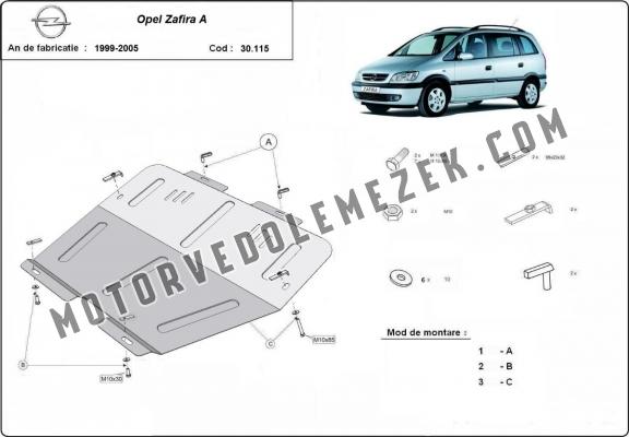 Acél motor, kapcsolószekrény, hütő védőlemez Opel Zafira A 