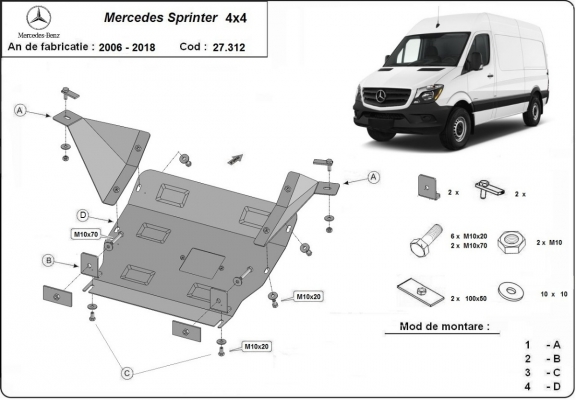 Motor, karter- védő acéllemez Mercedes Sprinter 4x4