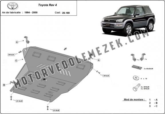 Acél motor, sebbeségváltó, hütő, első lökhárító védőlemez Toyota RAV 4